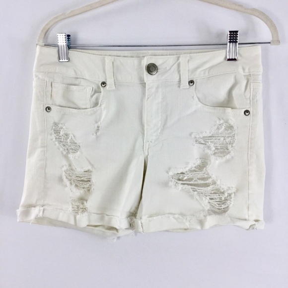 AMERICAN Eagle Midi Super Stretch Shorts White - Picture 3 of 12